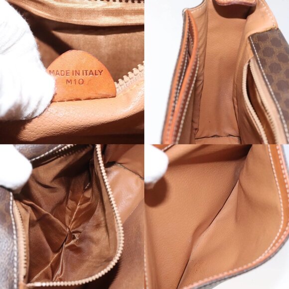 CELINE Macadam Canvas Circle Shoulder Bag PVC Leather Brown Gold Auth 122059 - Picture 12 of 14